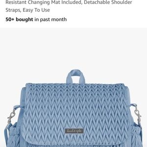 Blue Quilted Chevron Briefcase with Silver Hardware